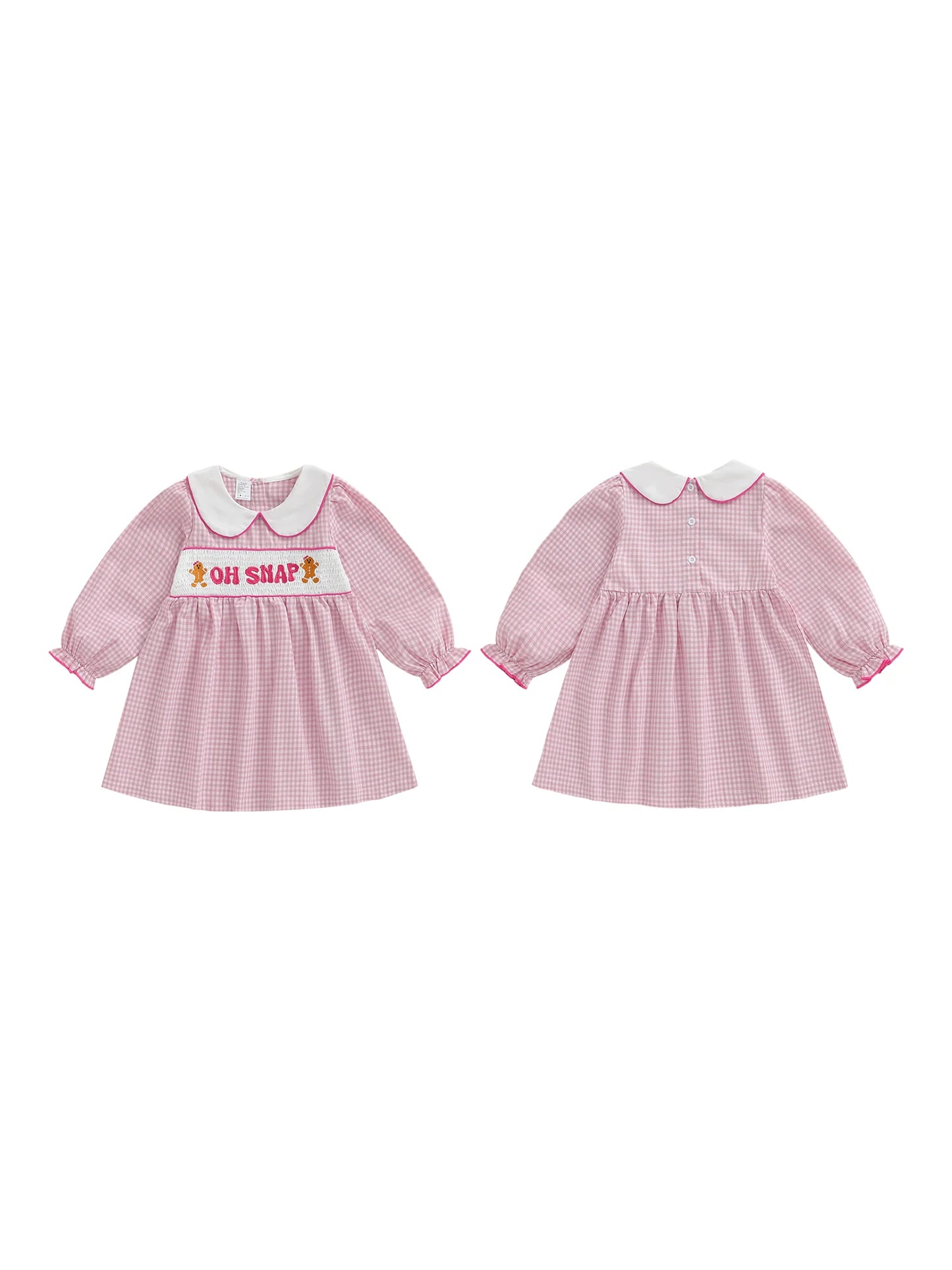 Lovely Girls Christmas Plaid Dress with Gingerbread Embroidery (1-6Y)