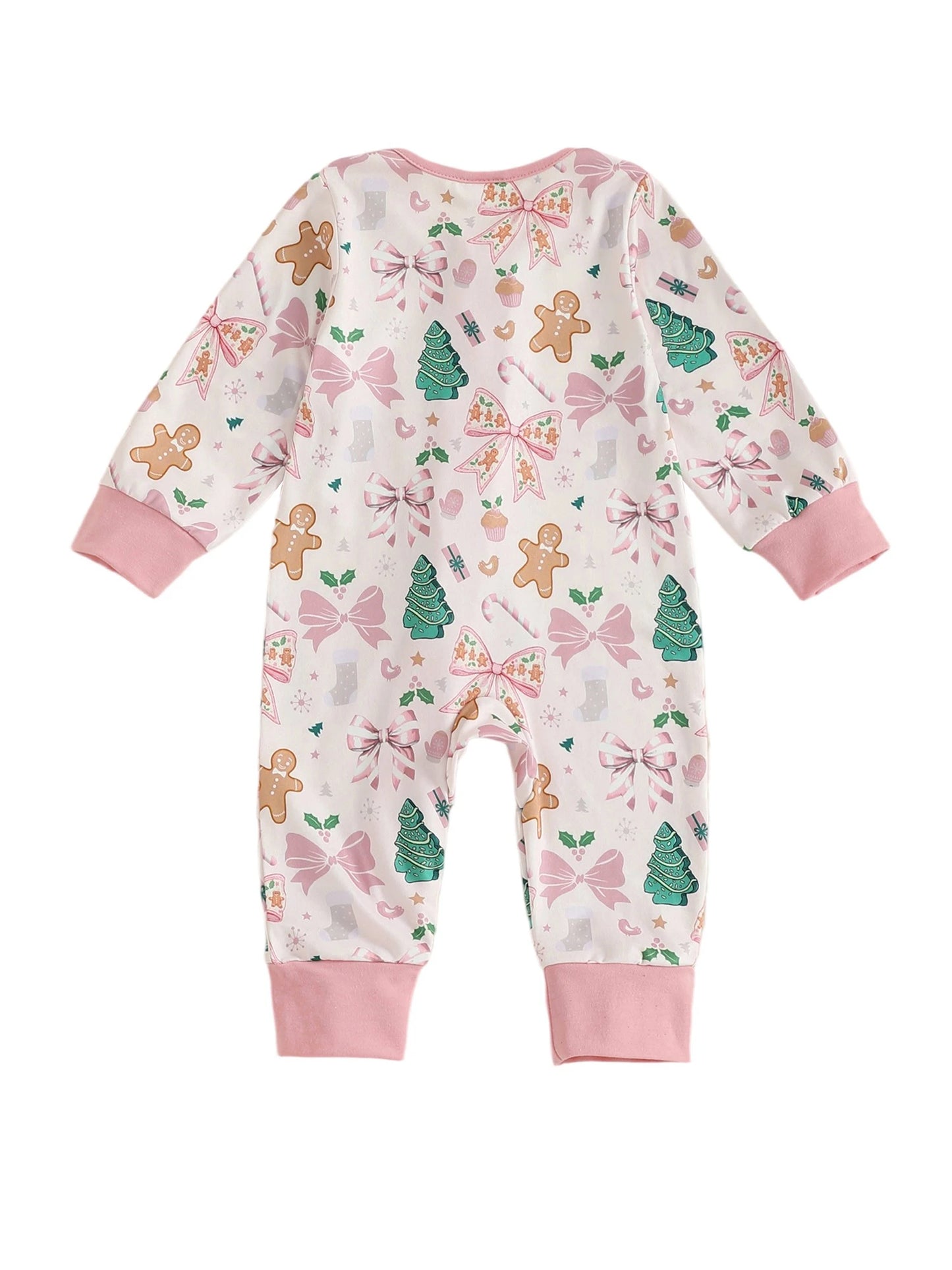 Baby Christmas Romper - Xmas Print Zipper Jumpsuit