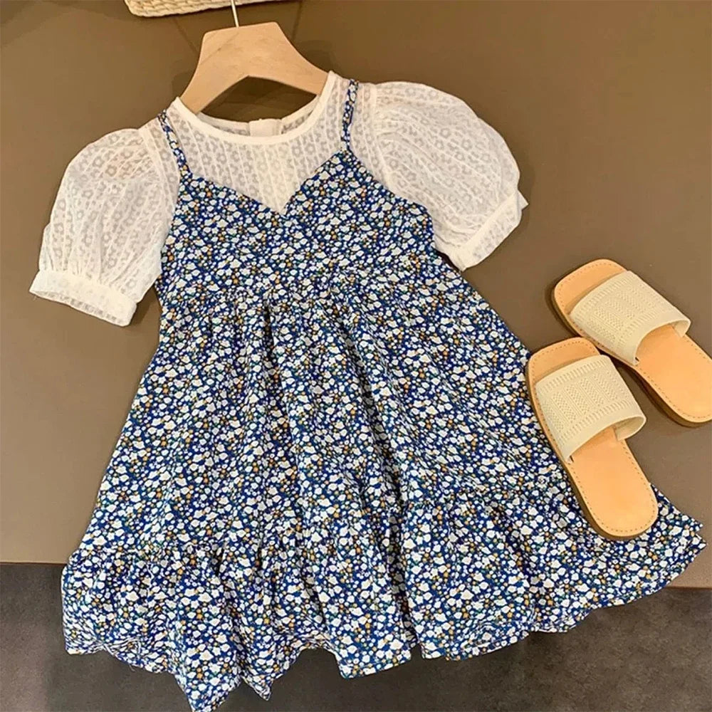 Baby Girl Cotton Dress - Button Detail Princess Sundress