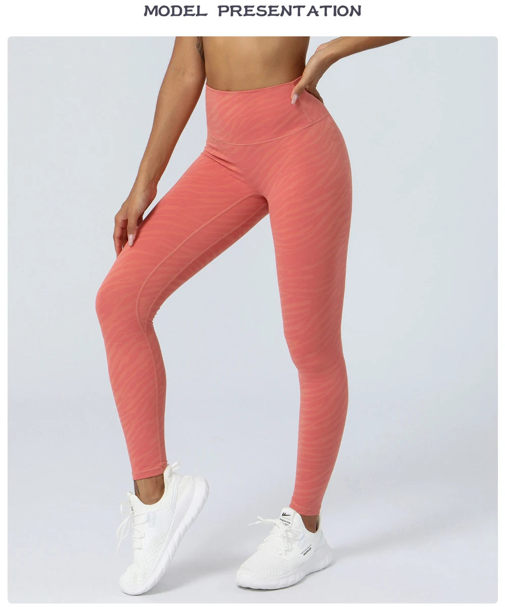 Women's High Waist Yoga Pants Buttery Soft Zebra Stripe Printed Sports Leggings Breathable Workout Running Tights Sportswear