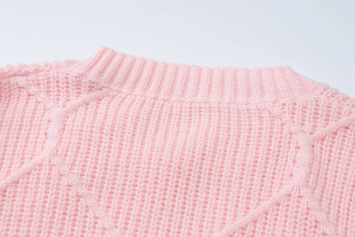 Women's Knitted Loose Casual Round Neck Pullover Versatile Sweater