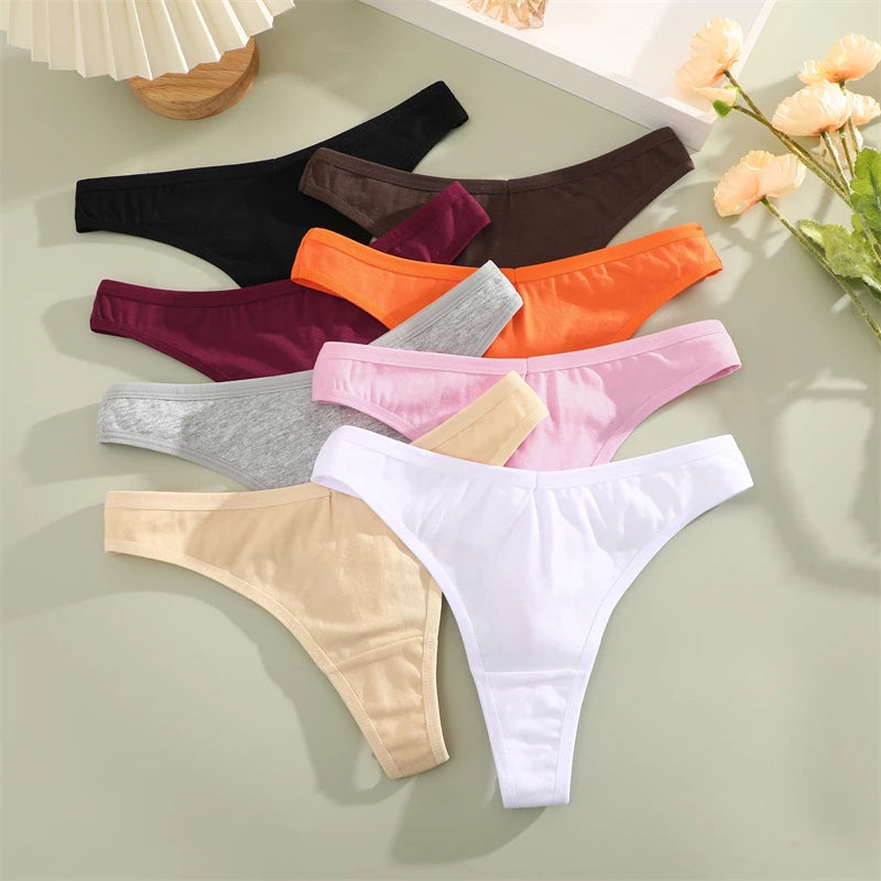3Pcs Cotton Thongs Pantie Low Waist Comfortable Underwear Breathable G-string Soft Lingerie
