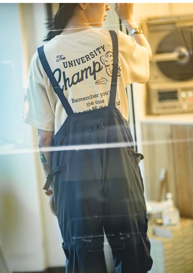 Women's Jumpsuits Retro Overalls Mountain Series Large Pocket Jumpsuit Waterproof Loose Sleeveless Playsuits Cargo Pants