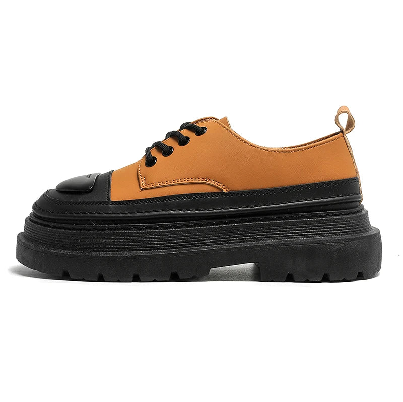 Men's Leather British Style Oxfords Casual Platform Business Loafer Shoes