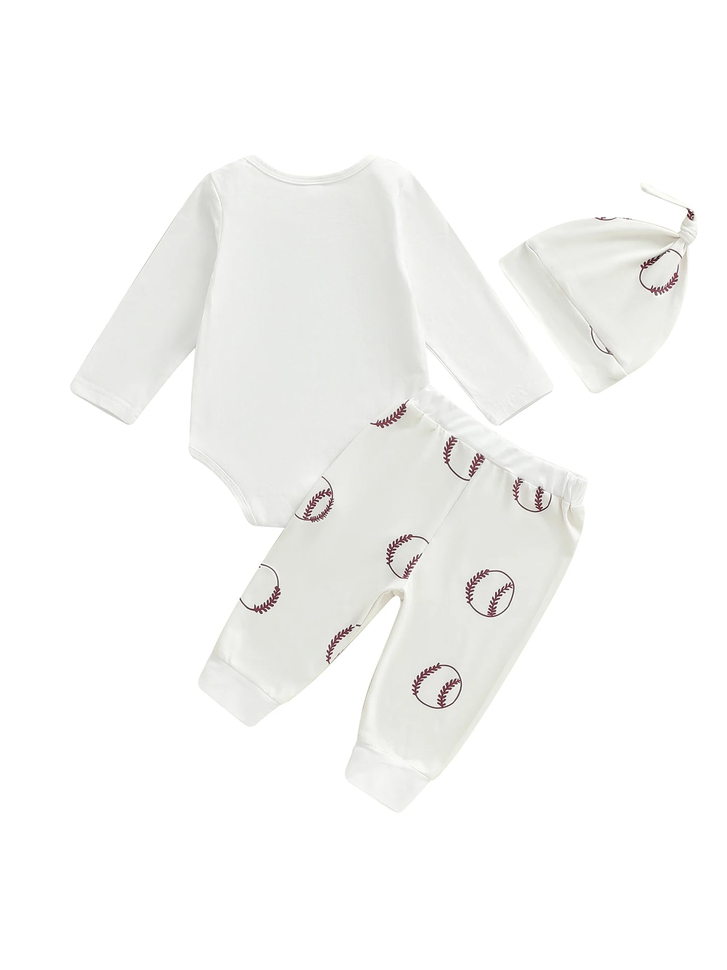 Newborn Baby Fall Winter Clothes Set - Letter Print Long Sleeve Romper & Baseball Pants