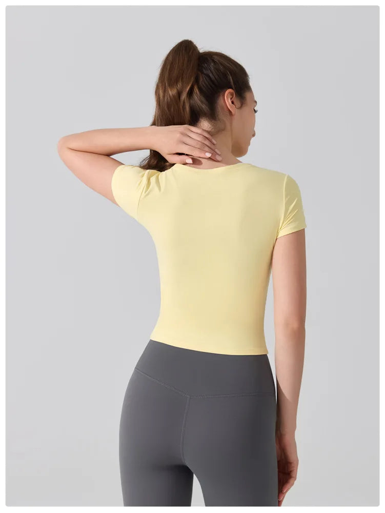 Women's Quick-Dry Yoga T-Shirt - Breathable Slim Fit Athletic Top