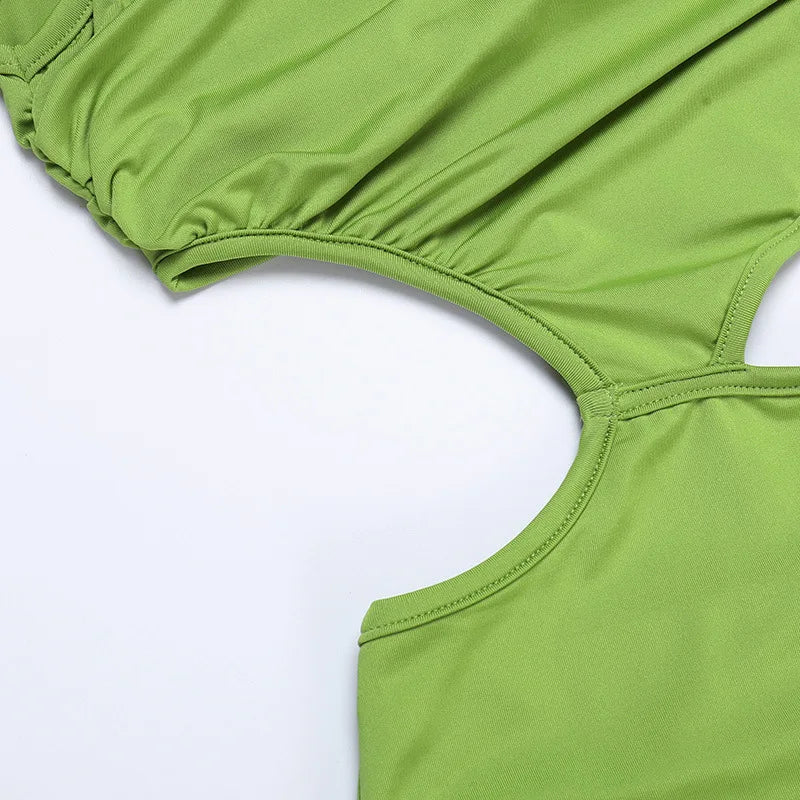 Women's Cut Out Drawstring Ruched Long Party Split Maxi Dress