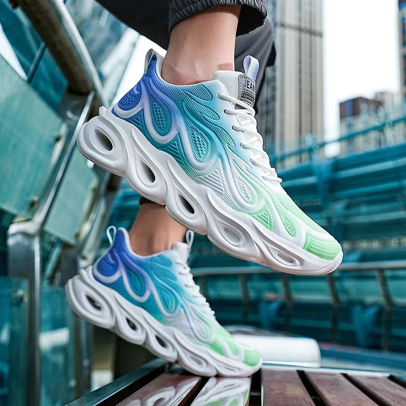 Men's Casual Sneakers Breathable Sports Light Running Tennis Sneaker Lace Up Platform Trainers Shoes