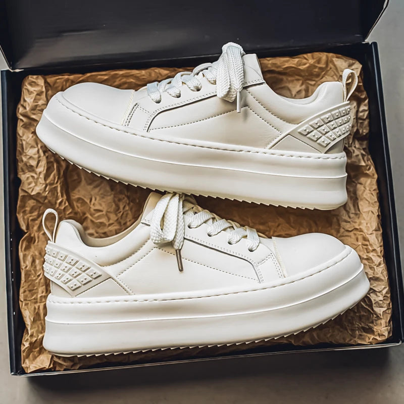 Men's Casual Leather Skateboard Vulcanized Tennis Sports Shoes Sneakers