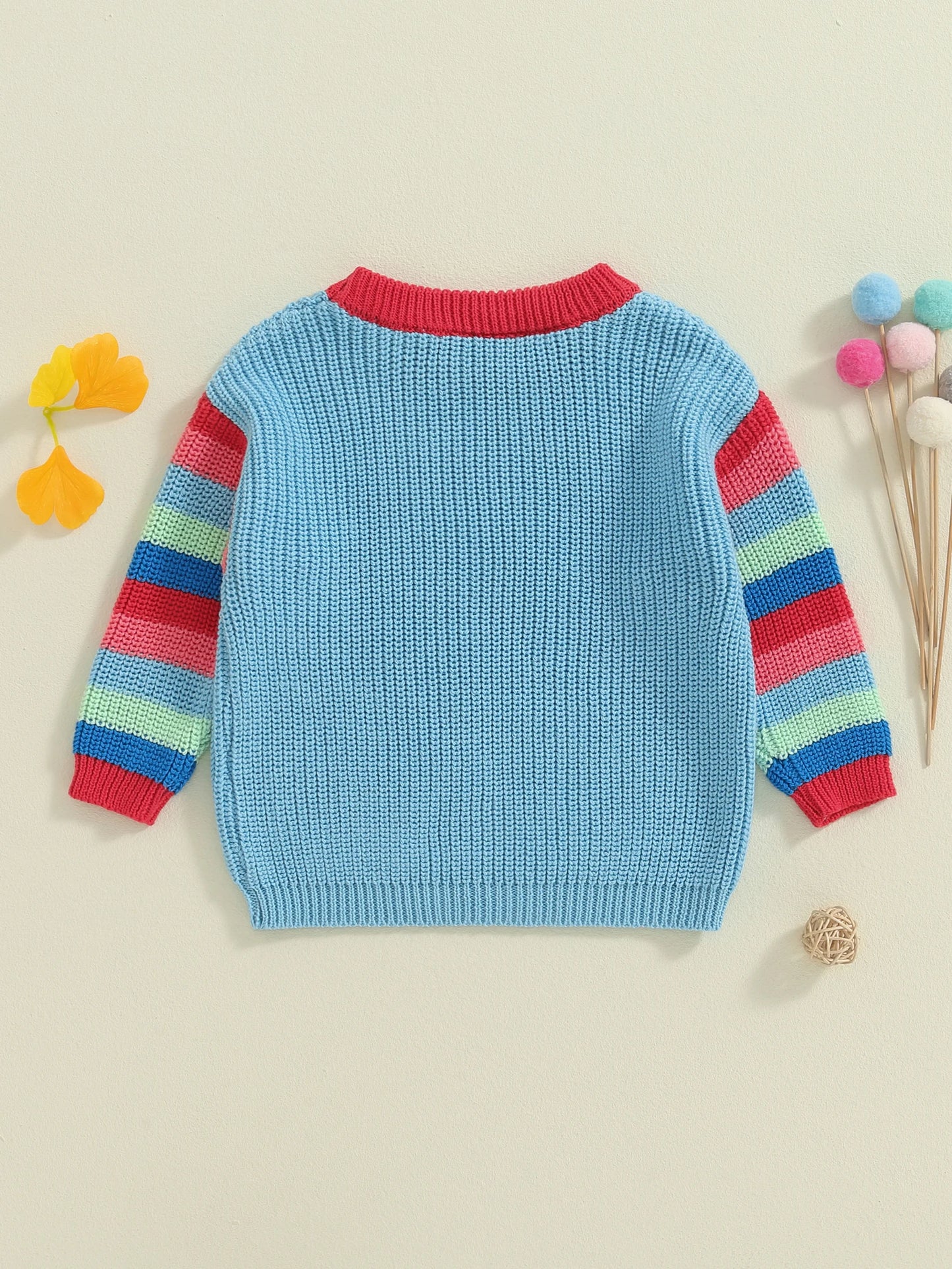 Baby Knit Sweater - Casual Colourful Striped Crew Neck Long Sleeve Pullover