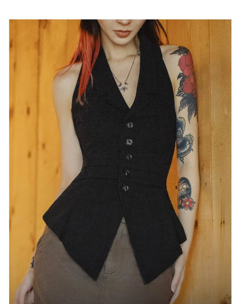 Women's V-Neck Halter Vest - Sleeveless Bodycon Tank Top