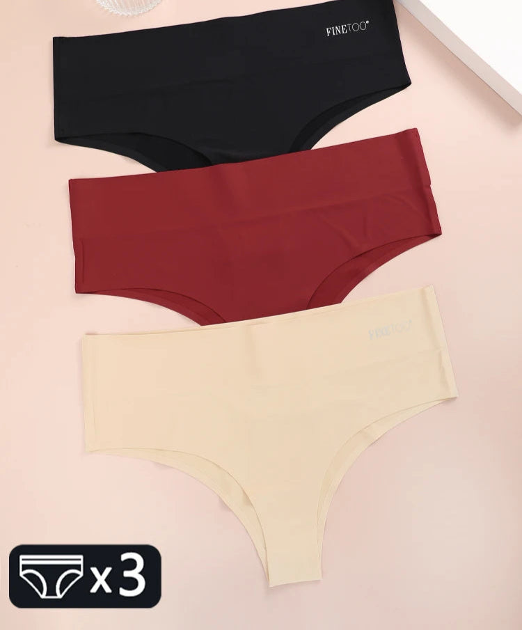 3PCS Women's Seamless Plus Size Underwear High Waist Briefs Stretch Comfortable Traceless Lingerie