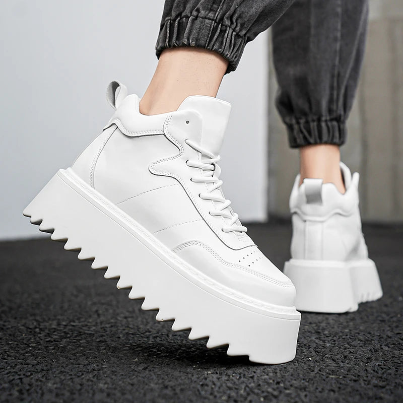 Men’s Casual Platform High Top Skateboard Vulcanized Sport Shoes Lace Up Sneakers