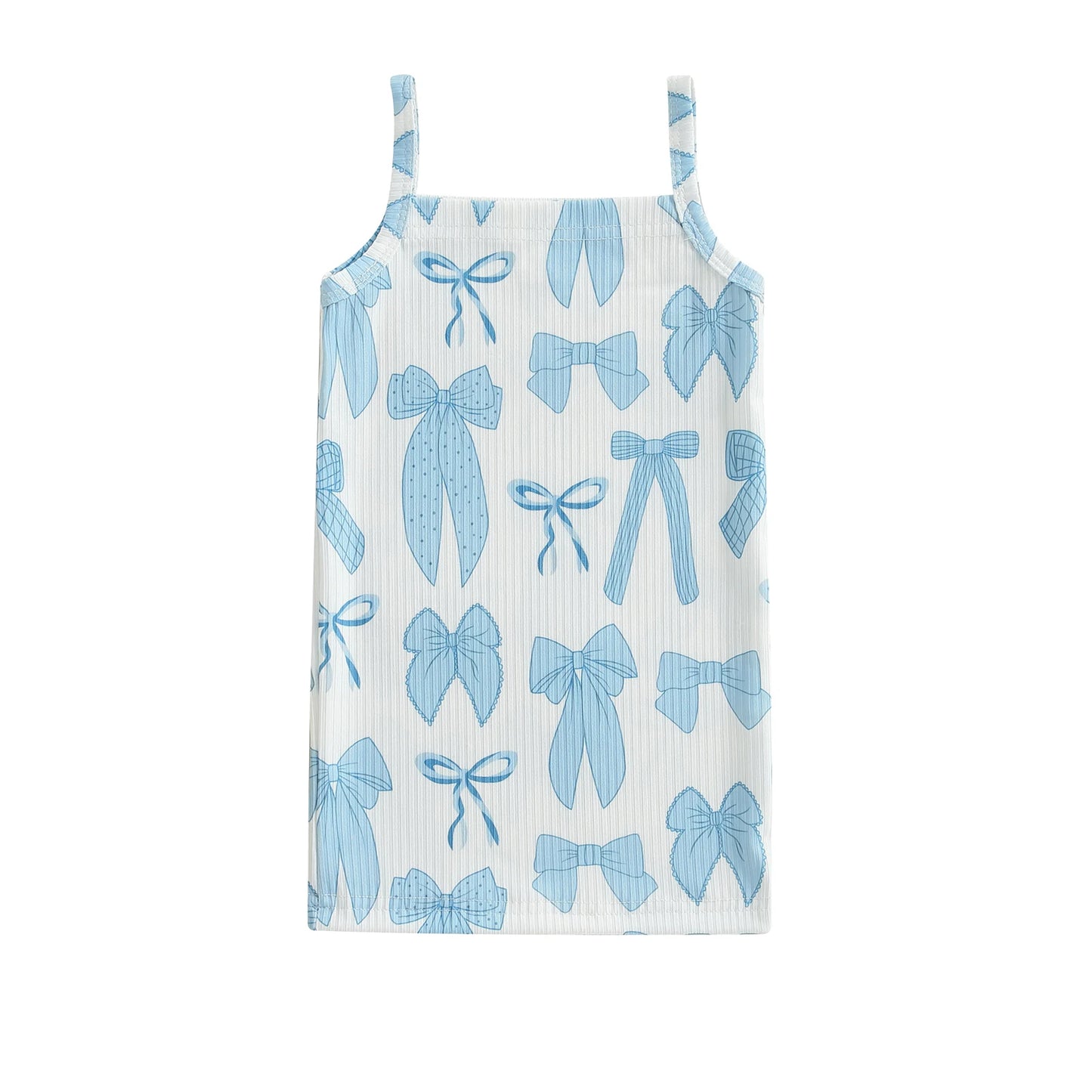 0-4Y Kids Girls Summer Dress Sleeveless Strap Bow Print Spaghetti Slim Fit Sundress for Beach