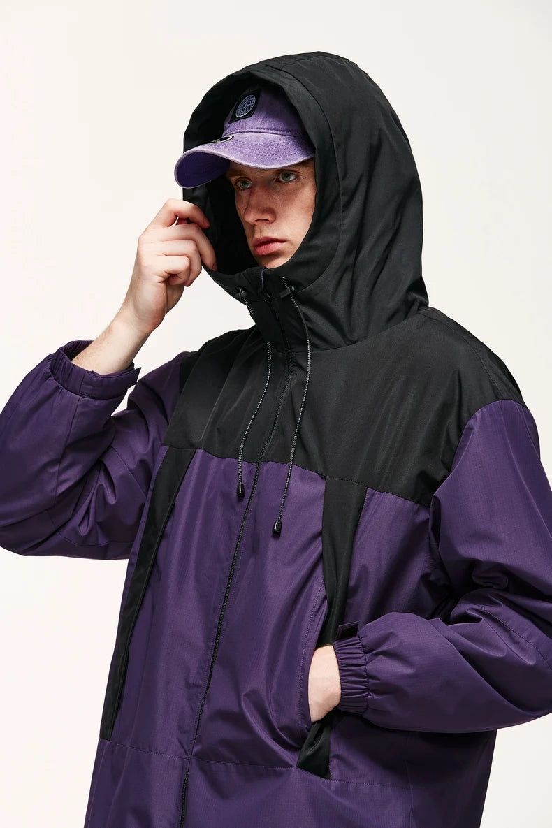 Unisex Winter Arctic Velvet Inner Parkas  High Neck Windproof Cotton Padded Hooded Jacket Outdoor Coat