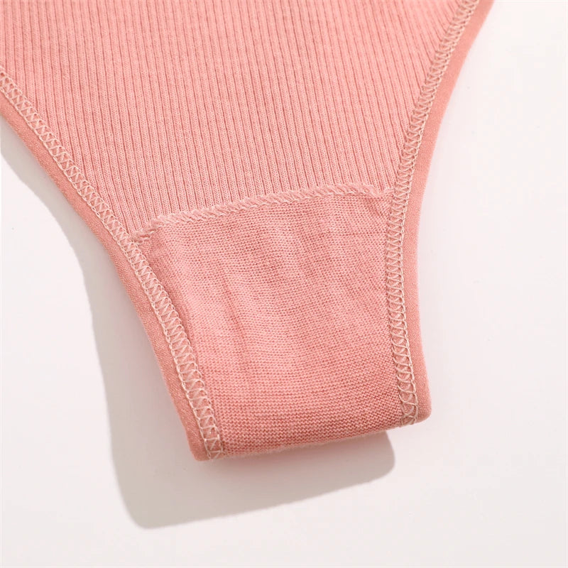 4-Pack Cotton Striped Thongs - Women's Low-Rise Breathable Underwear Set