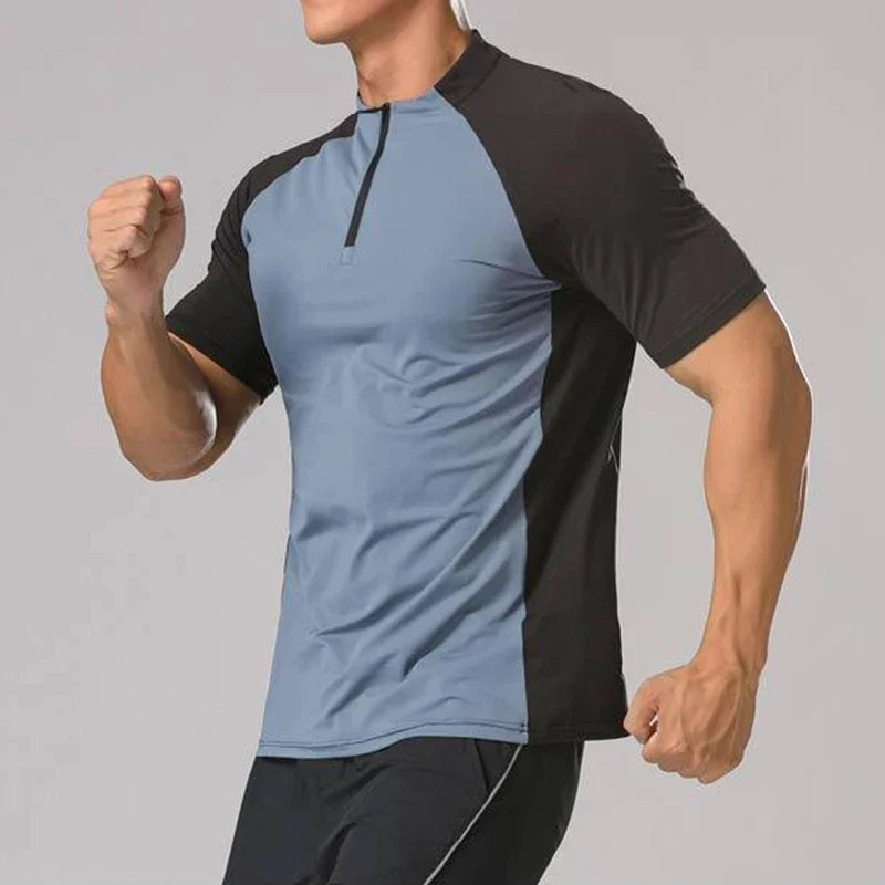 Men's Ice Silk Sweatshirt Elastic Wicking Breathable Tight High Quality Sport Short Sleeves T-shirt