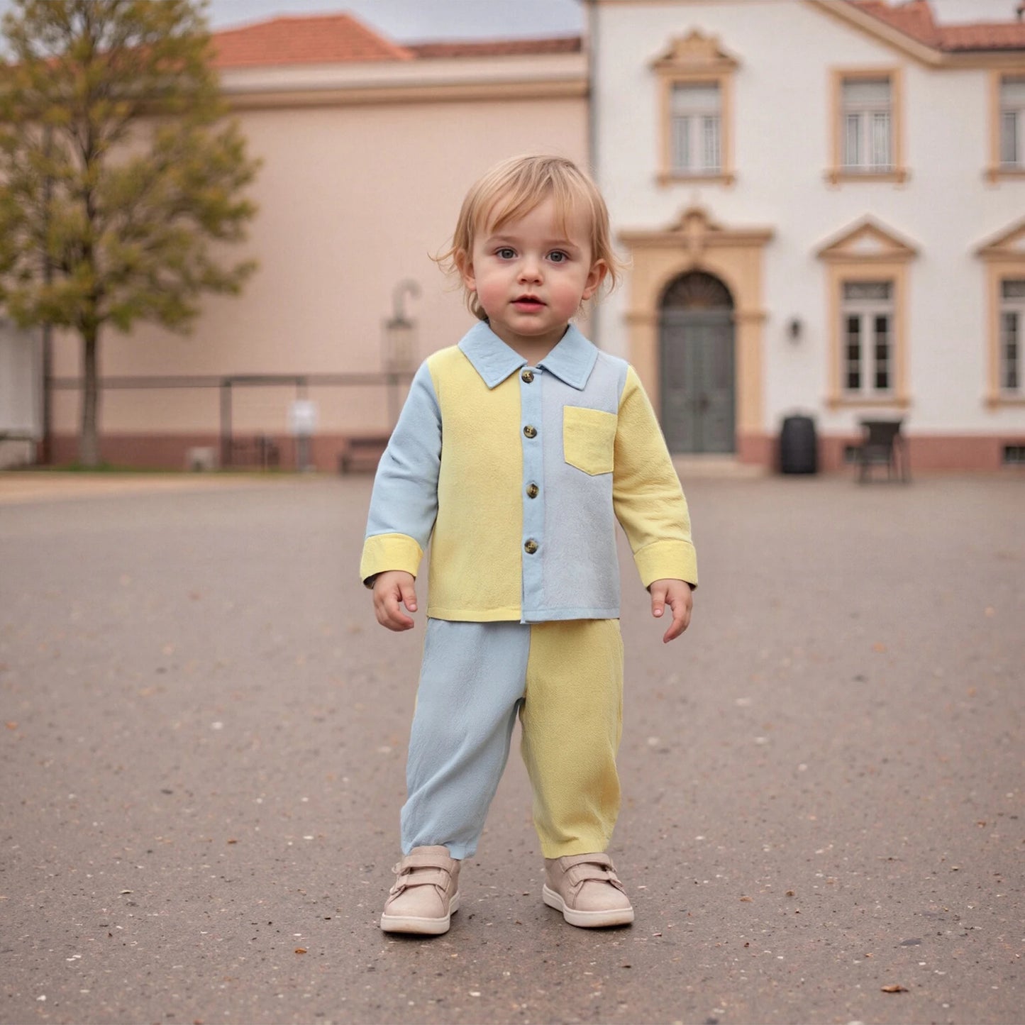 Boys Contrast Colour Shirt & Pants Set (0-4Y)
