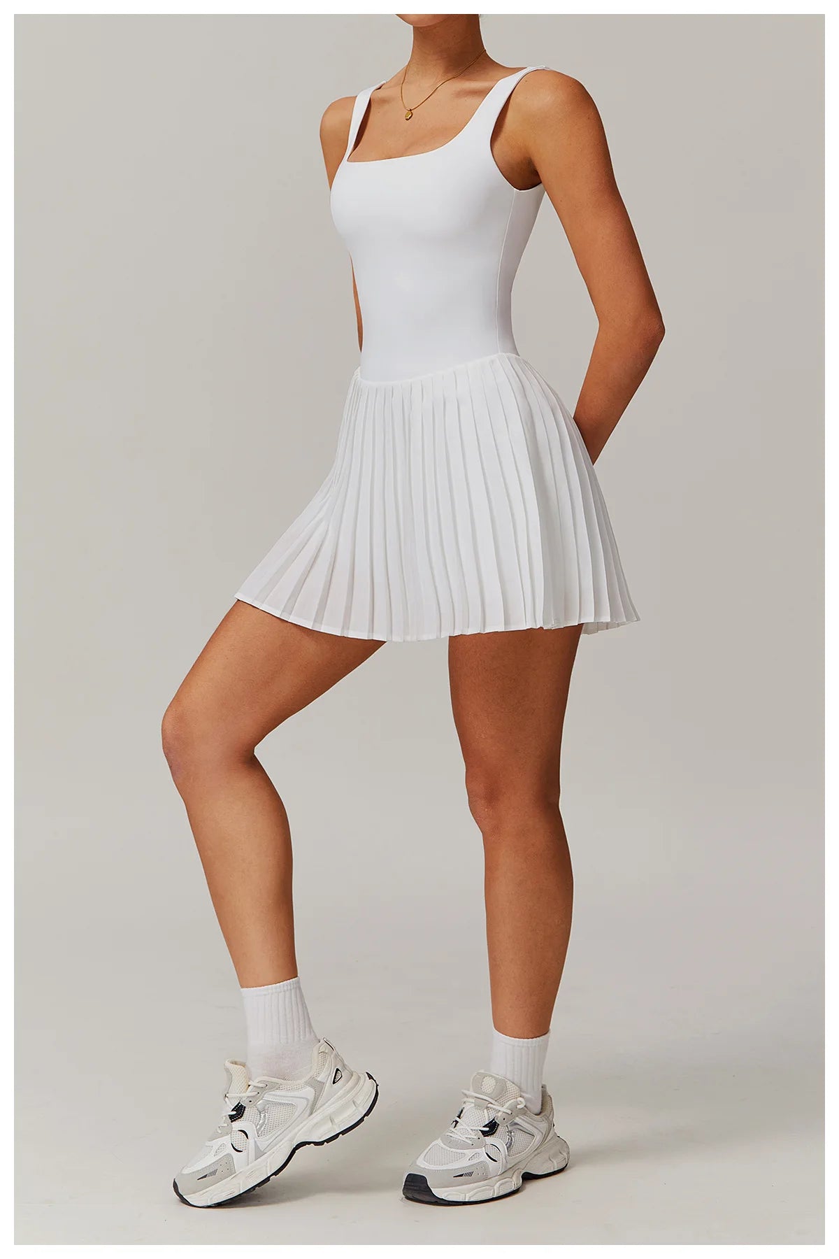 Tennis Skirt with Inner Lining - Pleated Golf Workout Dress with Pockets
