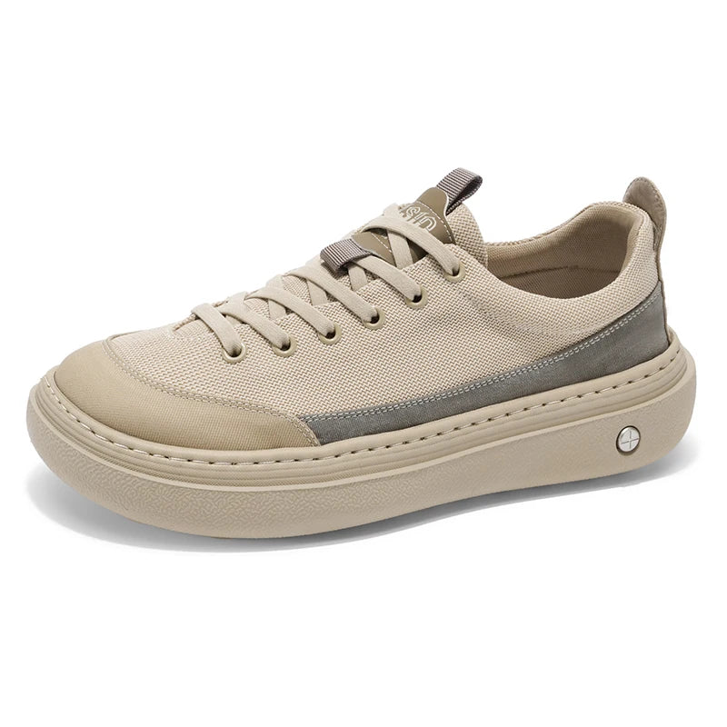 Men's Soft Platform Sneakers - Breathable Lace-Up Tennis Shoes