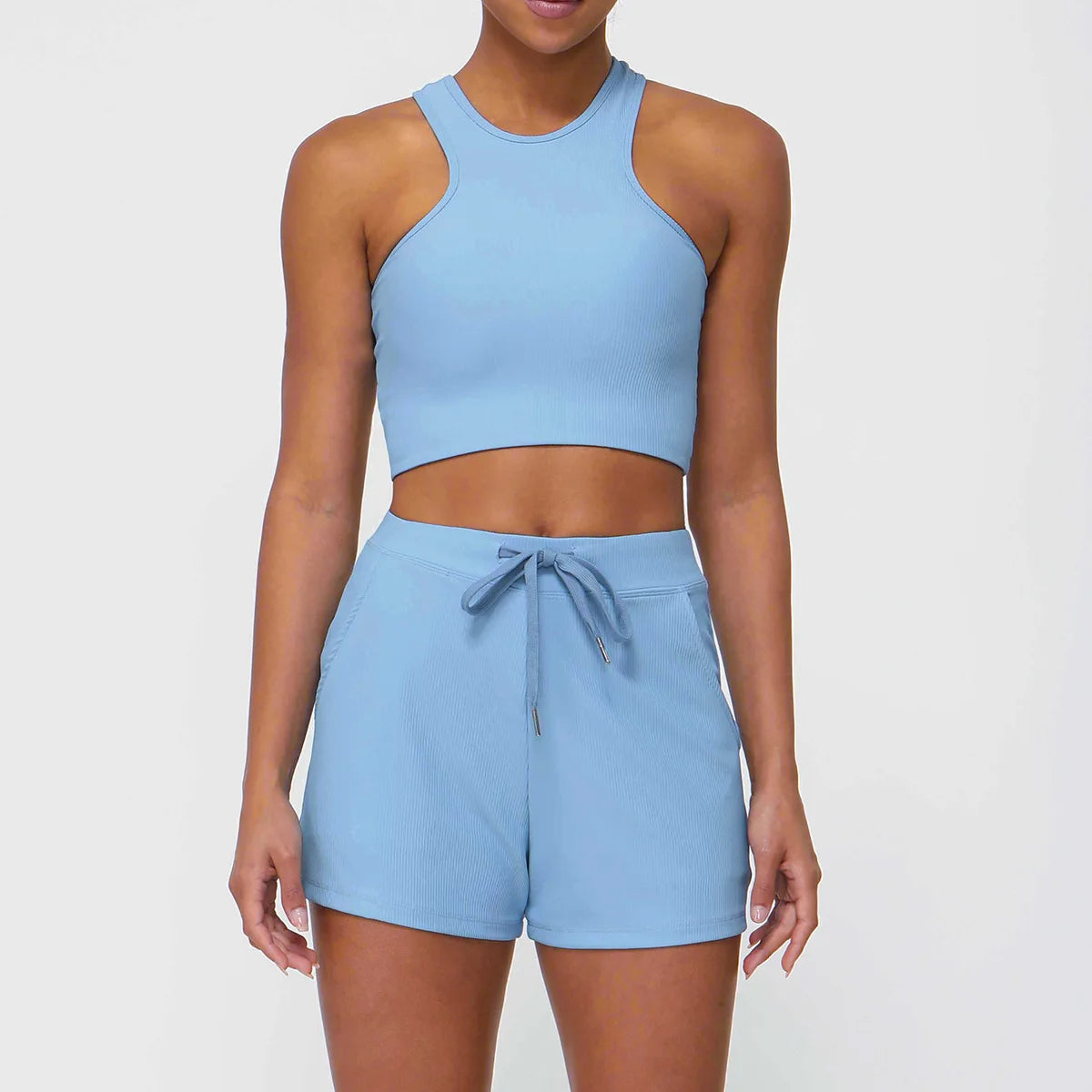 Women's Two Pieces Fitness Yoga Set Gym Breathable Quick Dry Running Short Sportswear Workout Set
