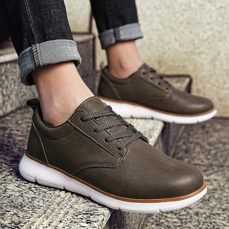 Men's Casual Leather Lace-up Flat British Comfortable Shoes