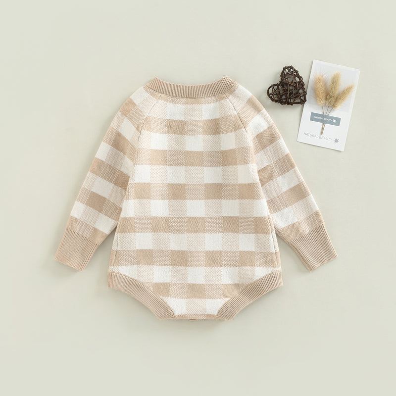 Toddler Baby Sweater Romper with Plaid Print (0-24M)