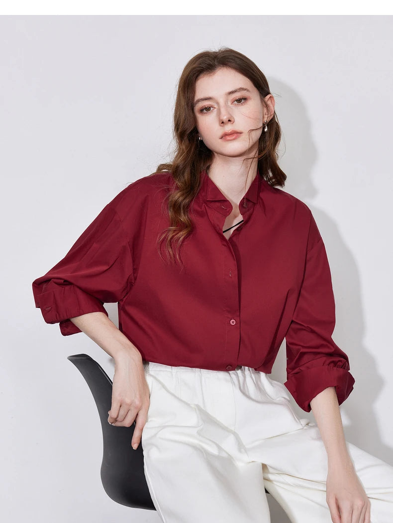 Women's Blouse Stand Collar Single Breasted Button  Shirt