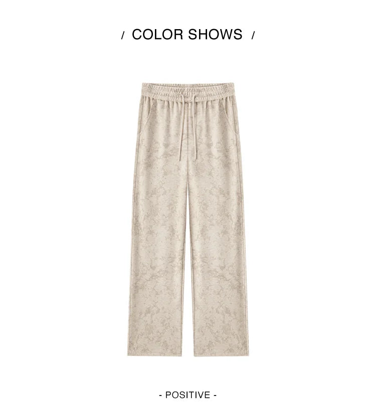 Women's Wide Leg Wool-Like Pants - Full Print Loose Fit Trendy Streetwear