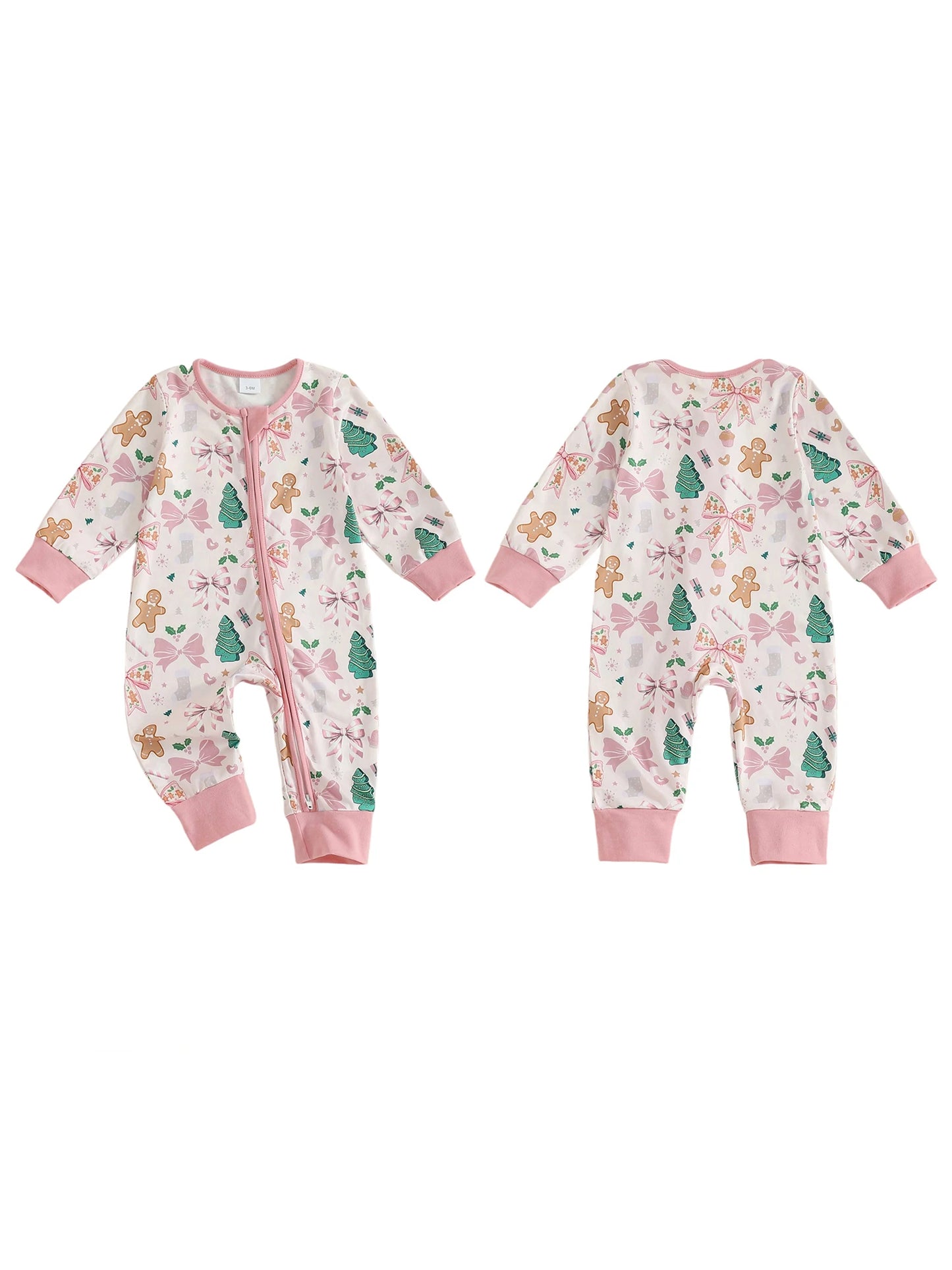 Baby Christmas Romper - Xmas Print Zipper Jumpsuit