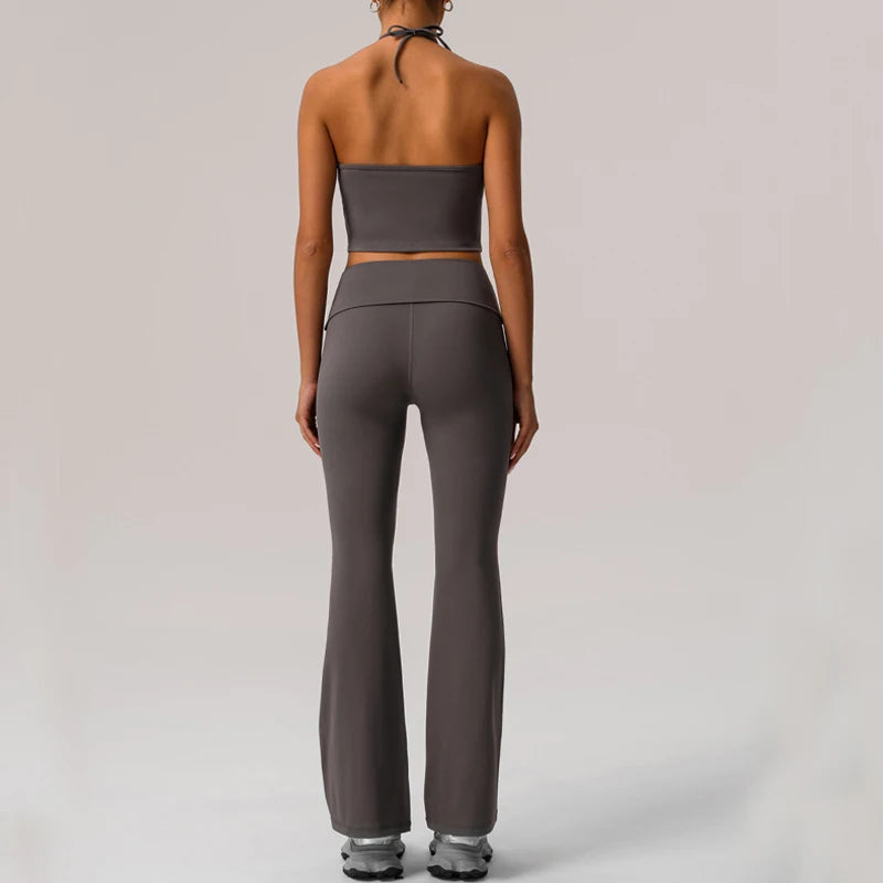 Women's Two Pieces Fitness Yoga Set Buttery Soft Gym Suit Breathable Quick Dry Running Sportswear Workout Sportswear