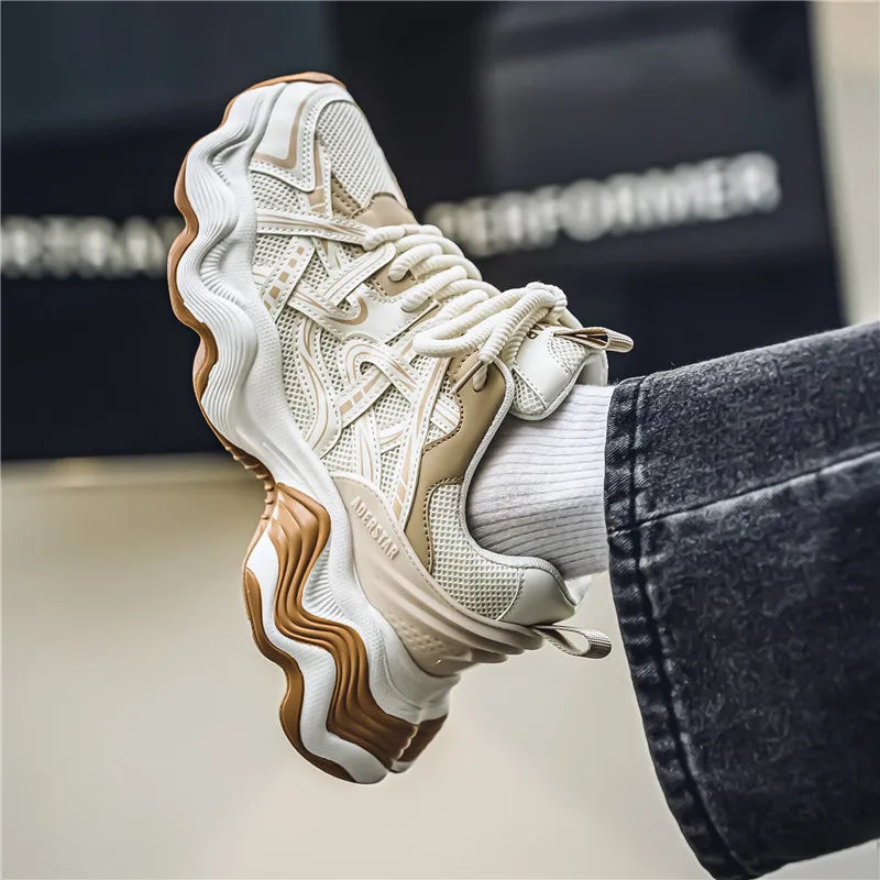 Men's Casual Platform Breathable Sports Shoes Lace Up Sneakers