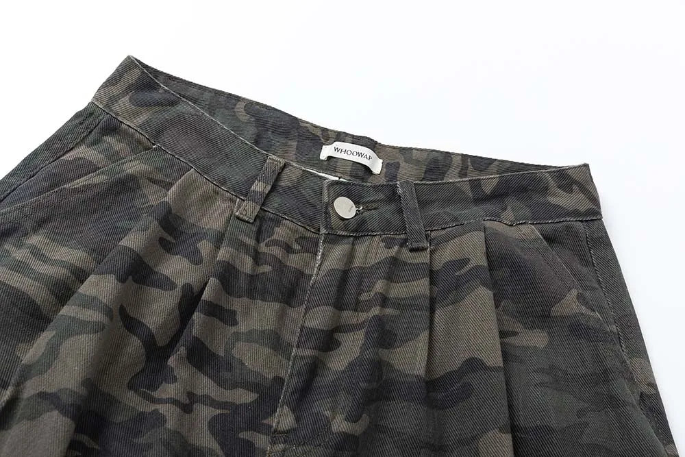 Men's Vintage Multi-pocket Pleated Camouflage Overalls Camo Colossus Baggy Pants