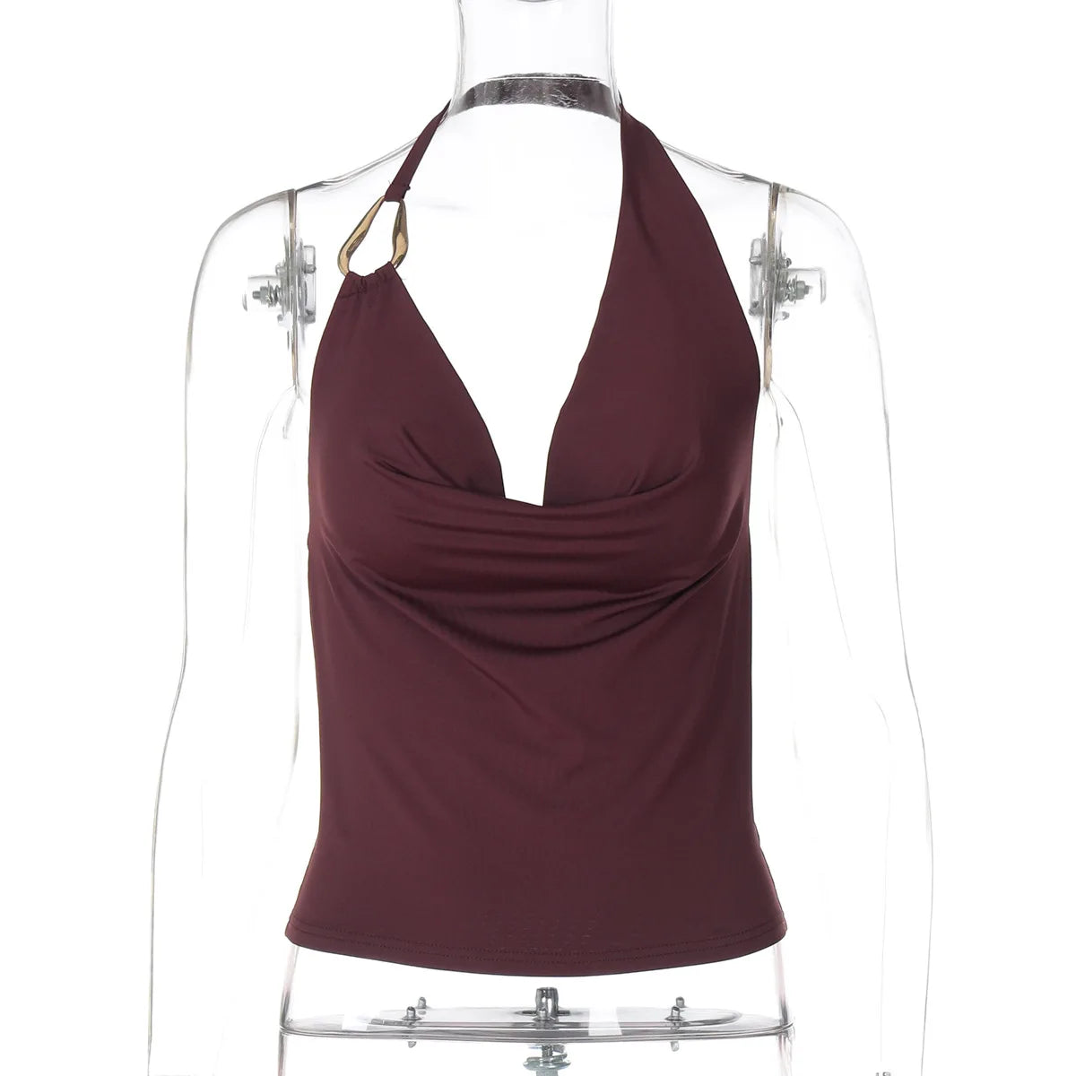 Women's Draped Halter Crop Top