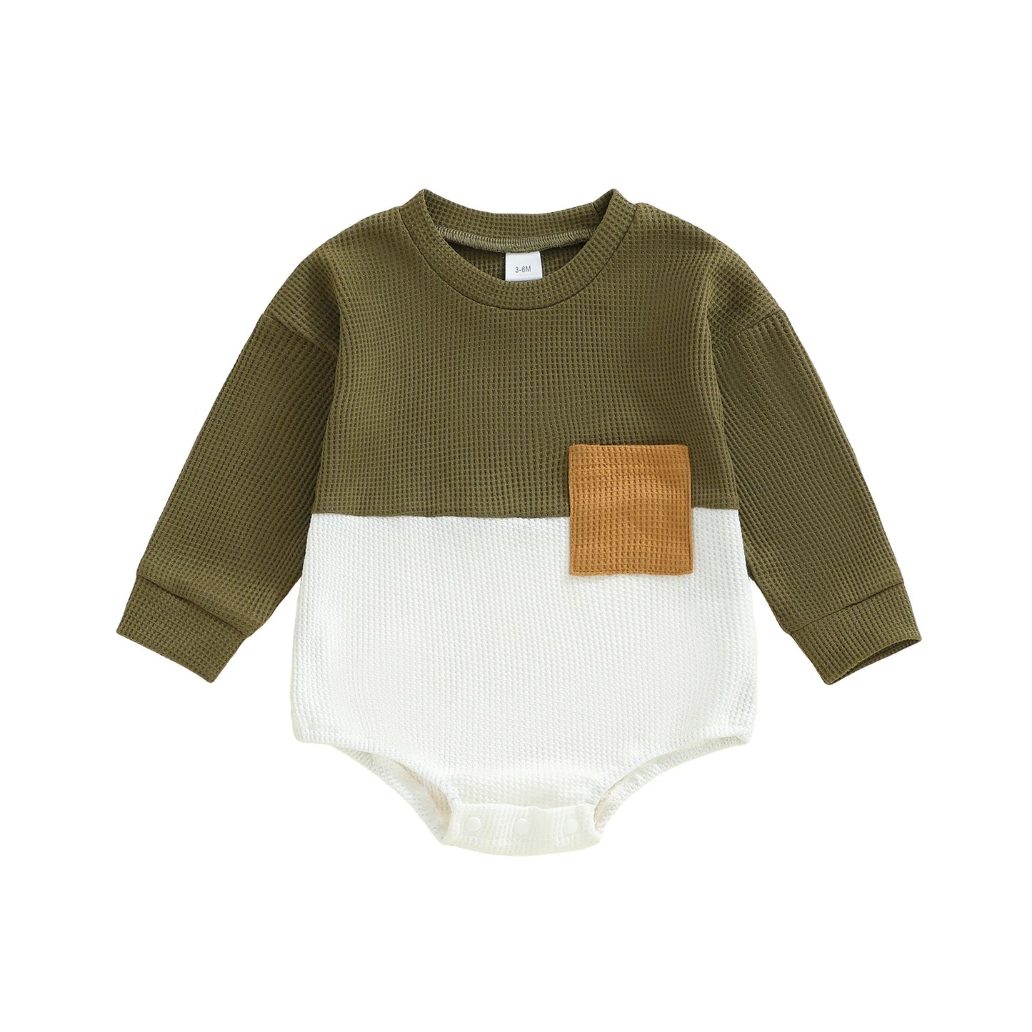 Baby Boys Bubble Romper - Contrast Color Long Sleeve Jumpsuit for Autumn Winter (0-18M)