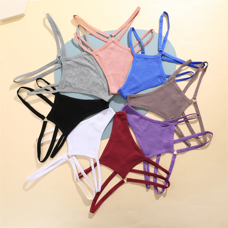 4-Pack Cotton Striped Thongs - Women's Low-Rise Breathable Underwear Set