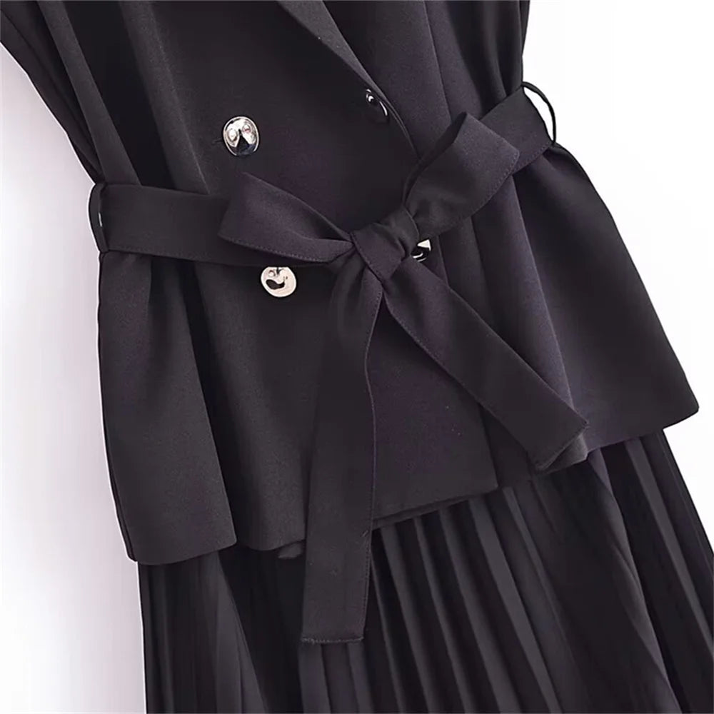 Women's Summer Casual Temperament Small Pleated Sleeveless Dress