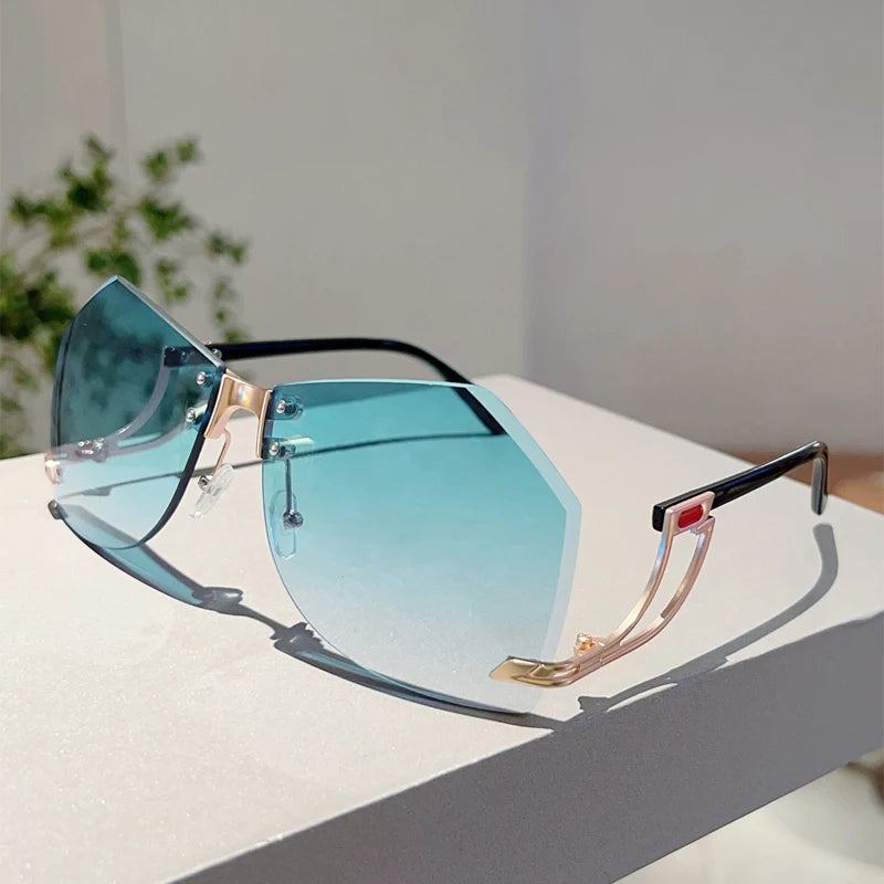 Women's Rimless Irregular Gradient Sunglasses