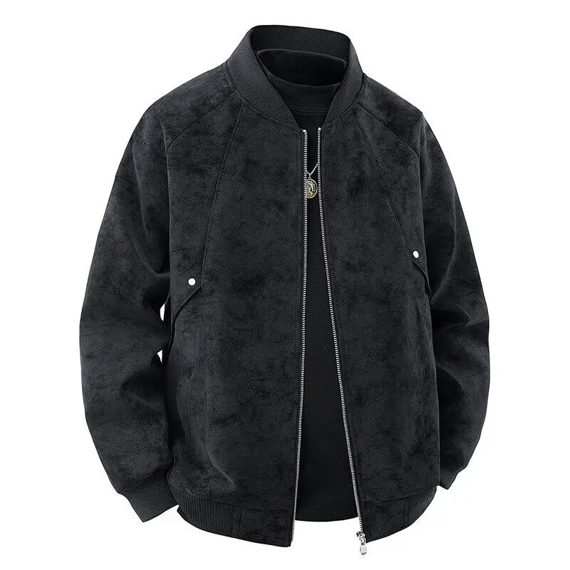 Men's Moto Biker PU Leather Jacket - Baseball Collar Casual Outerwear