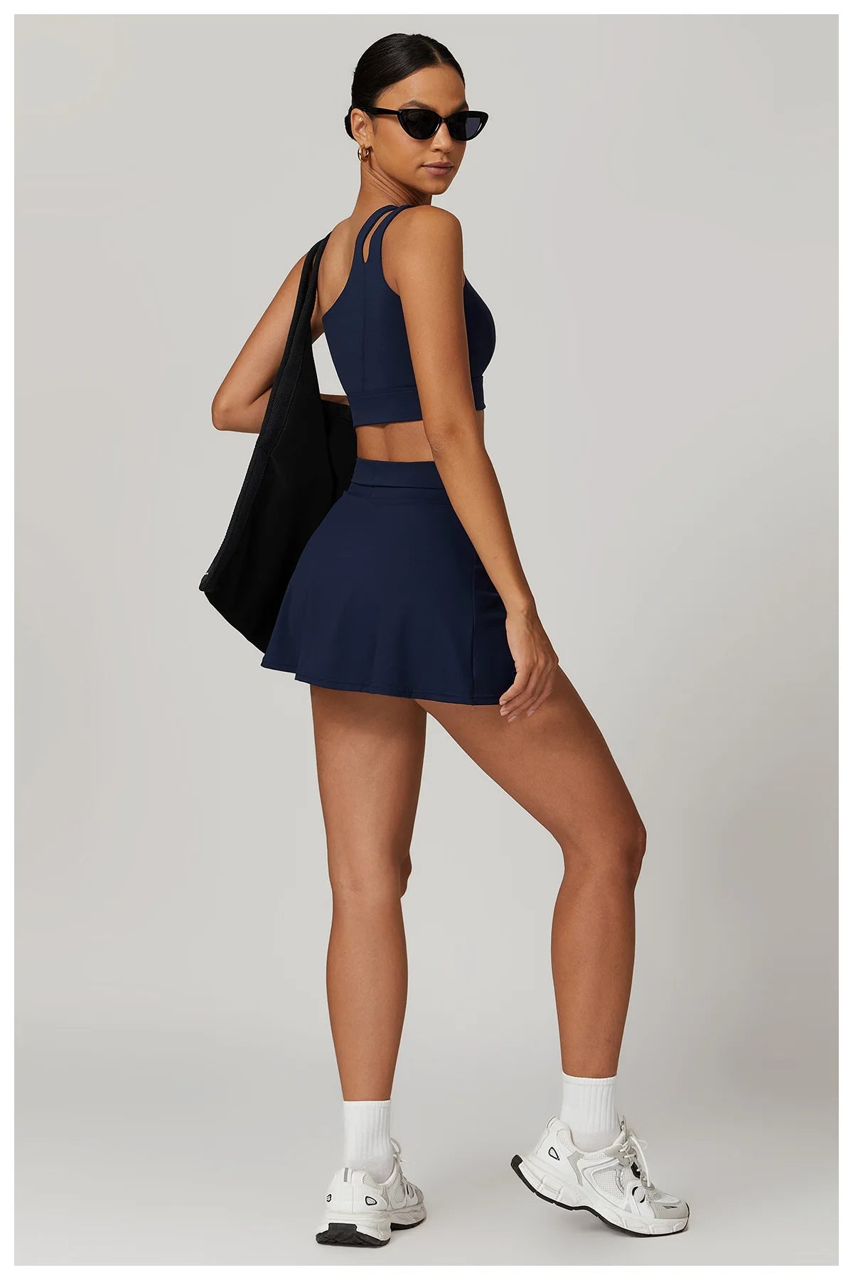 Women’s 2pc Sports Skirt Suit Outdoor Leisure Single Shoulder Bra Suit Quick Drying Tennis Set Yoga workout Skirt Set