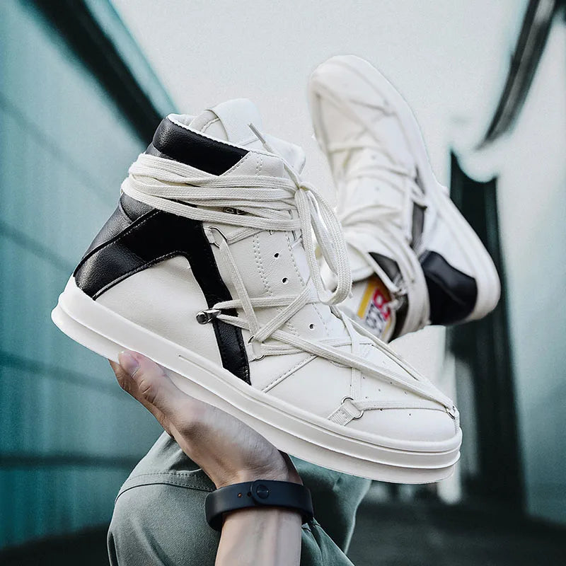 Men's Casual High-top Sports Strap Design Sneakers