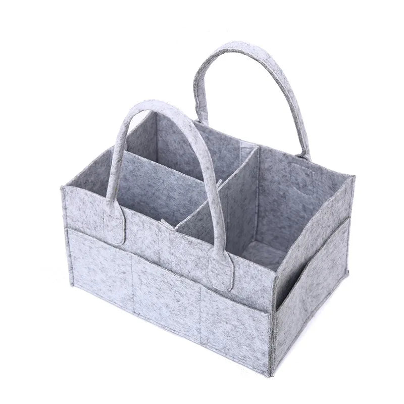 Felt Baby Diaper Organizer Caddy - Newborn Storage Bag for Nappies & Essentials