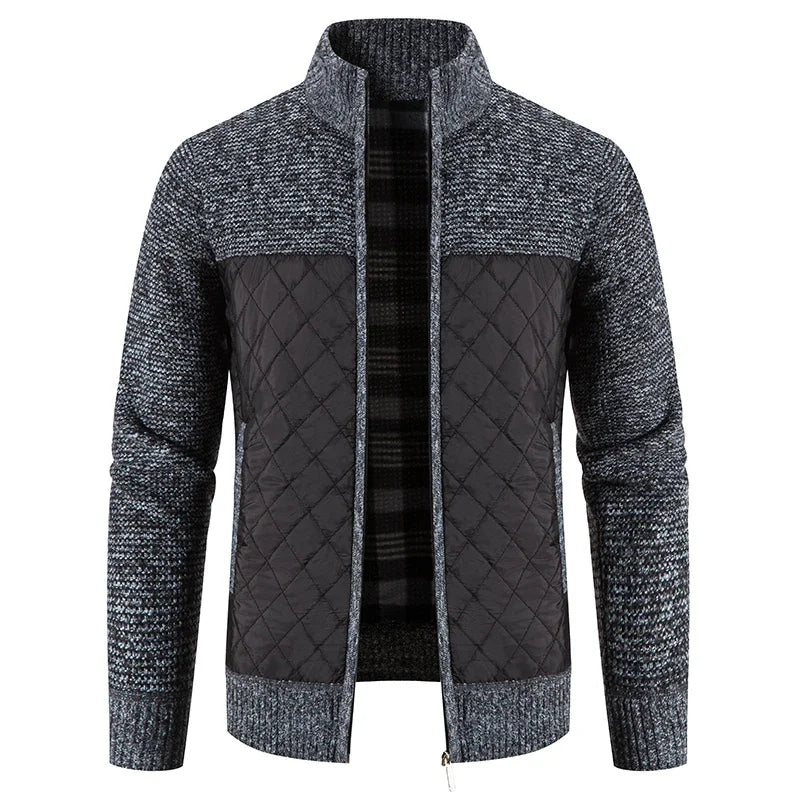 Men's Cardigan Sweater - Patchwork Warm Knitted Coat