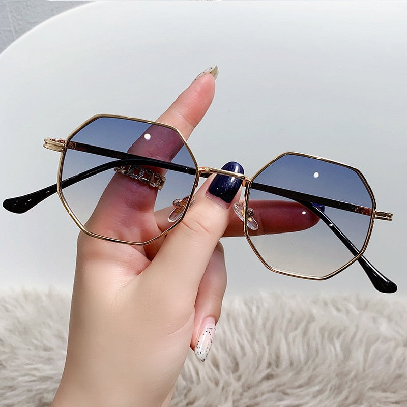 Unisex Polygonal Metal Retro Sunglasses Uv400