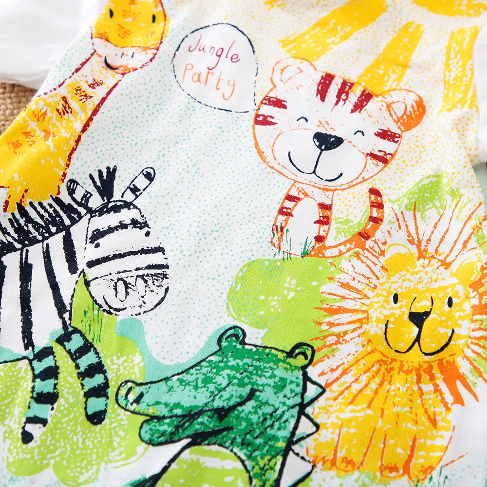Baby's Short sleeves Animal Print Cotton Jumpsuit Babygrow 0-18 Months