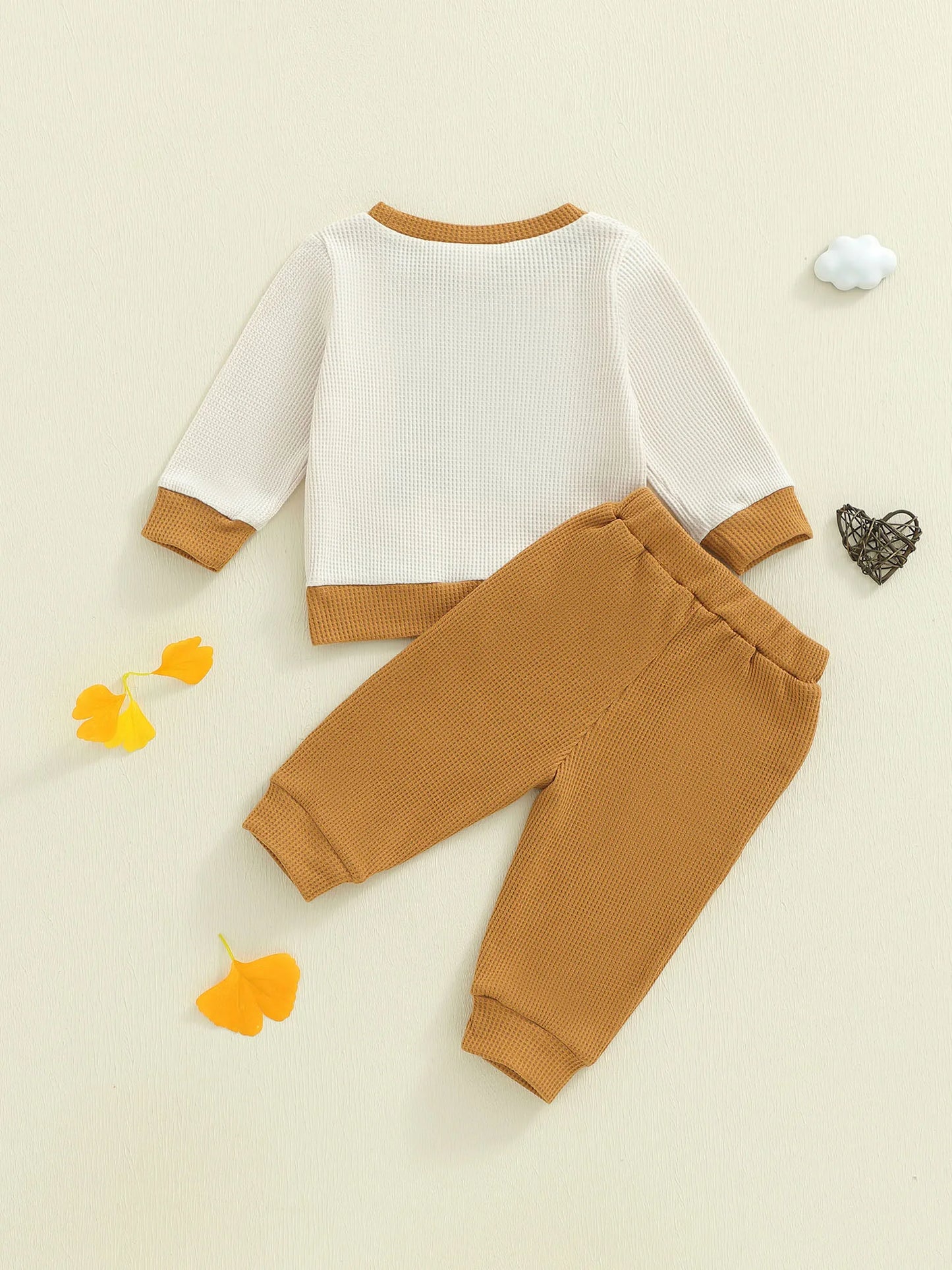 Baby Boys Letter Print Outfit Set - Long Sleeve Crew Neck Sweatshirt & Elastic Waist Pants (0-3Y)