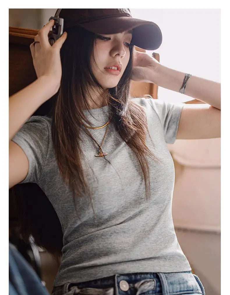 Women's Anti-Bacterial Basic T-Shirt - Slim Fit Summer Top