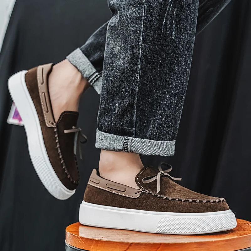 Men's Casual British Style Slip-on Suede Leather Loafers