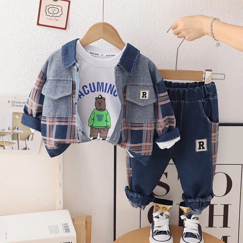 Boy's 3PCS Denim Jeans Set