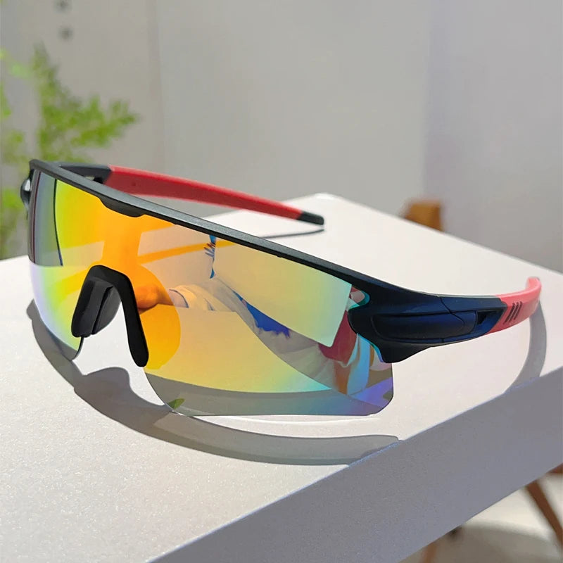 Men's Sports Goggle Semi Rimless Mirror Outdoor Cycling Sunglasses Wrapped Round Windproof Shades for Fishing